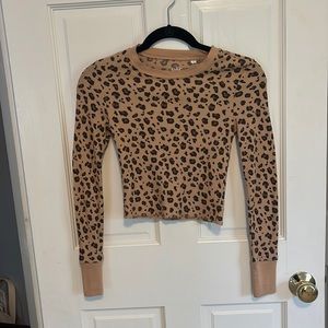 PacSun Cropped Cheetah Print Henley Long Sleeve